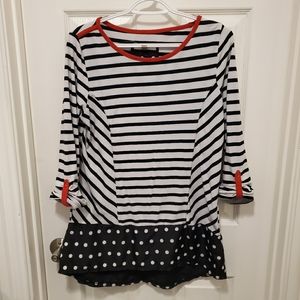 Black and White Stripes & Polka Dot Tunic